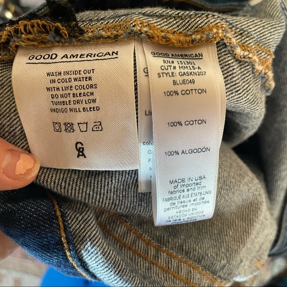 Good American Denim Distressed Skirt Fishnet Detail Size 27 - Picture 6 of 6